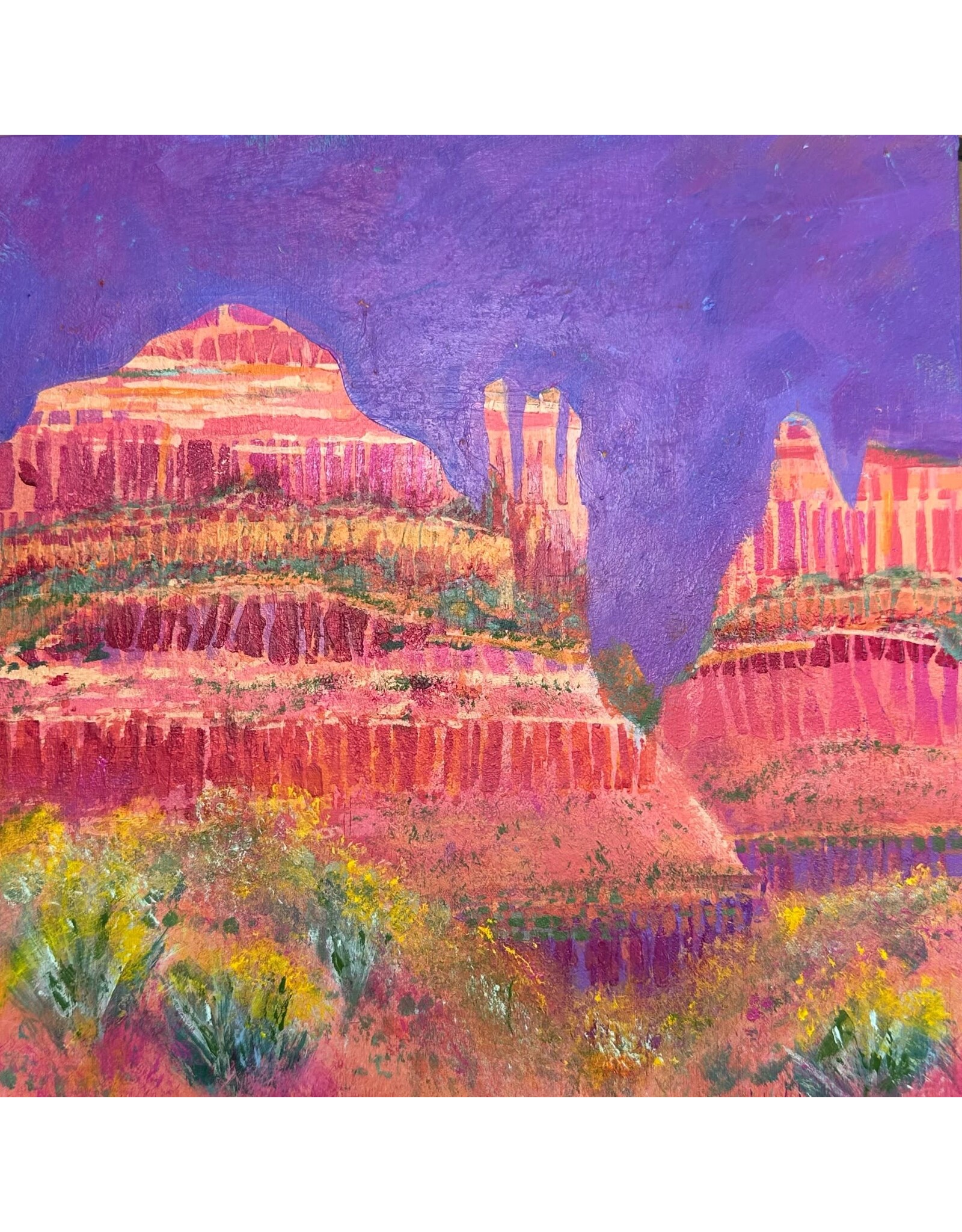 Painting "Painted Cliffs" 9 x 9 Acrylic on Wood - LC
