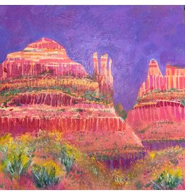 Lisbeth Cort Painting "Painted Cliffs" 9 x 9 Acrylic on Wood - LC