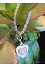 Annette Colby - Jeweler Necklace Moonstone and SS Nova Opal Heart - AC
