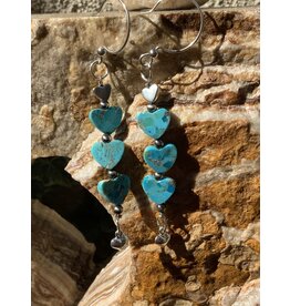 Annette Colby - Jeweler Kingman Turquoise 3 Hearts- SS  Earrings - AC