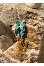 Annette Colby - Jeweler Earring Kingman Turquoise 3 Hearts SS  & Dangles - AC