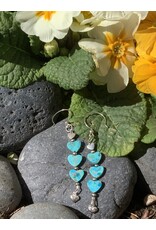 Annette Colby - Jeweler Earring Kingman Turquoise 3 Hearts SS  & Dangles - AC