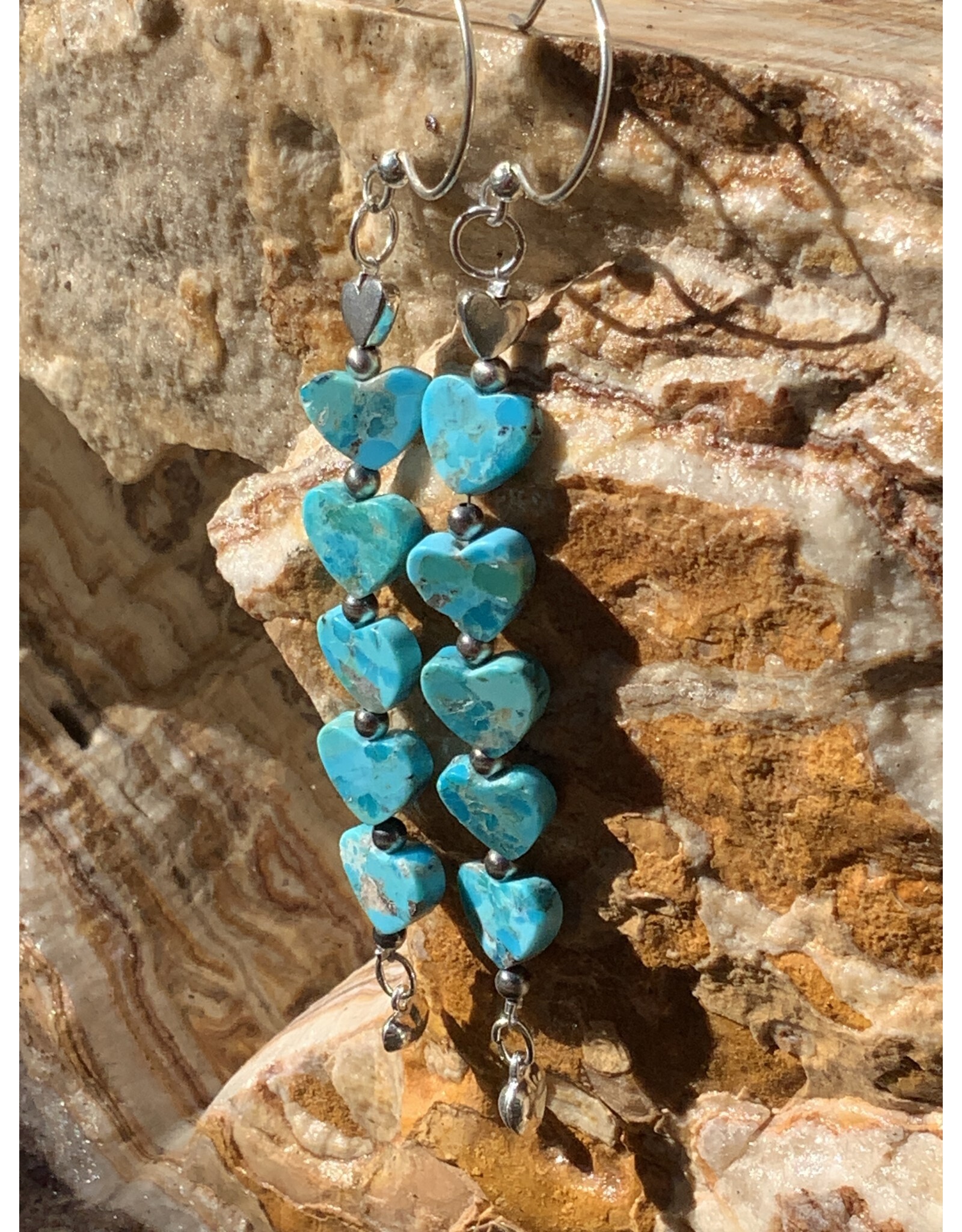 Annette Colby - Jeweler Kingman Turquoise Hearts- SS  Earrings - AC