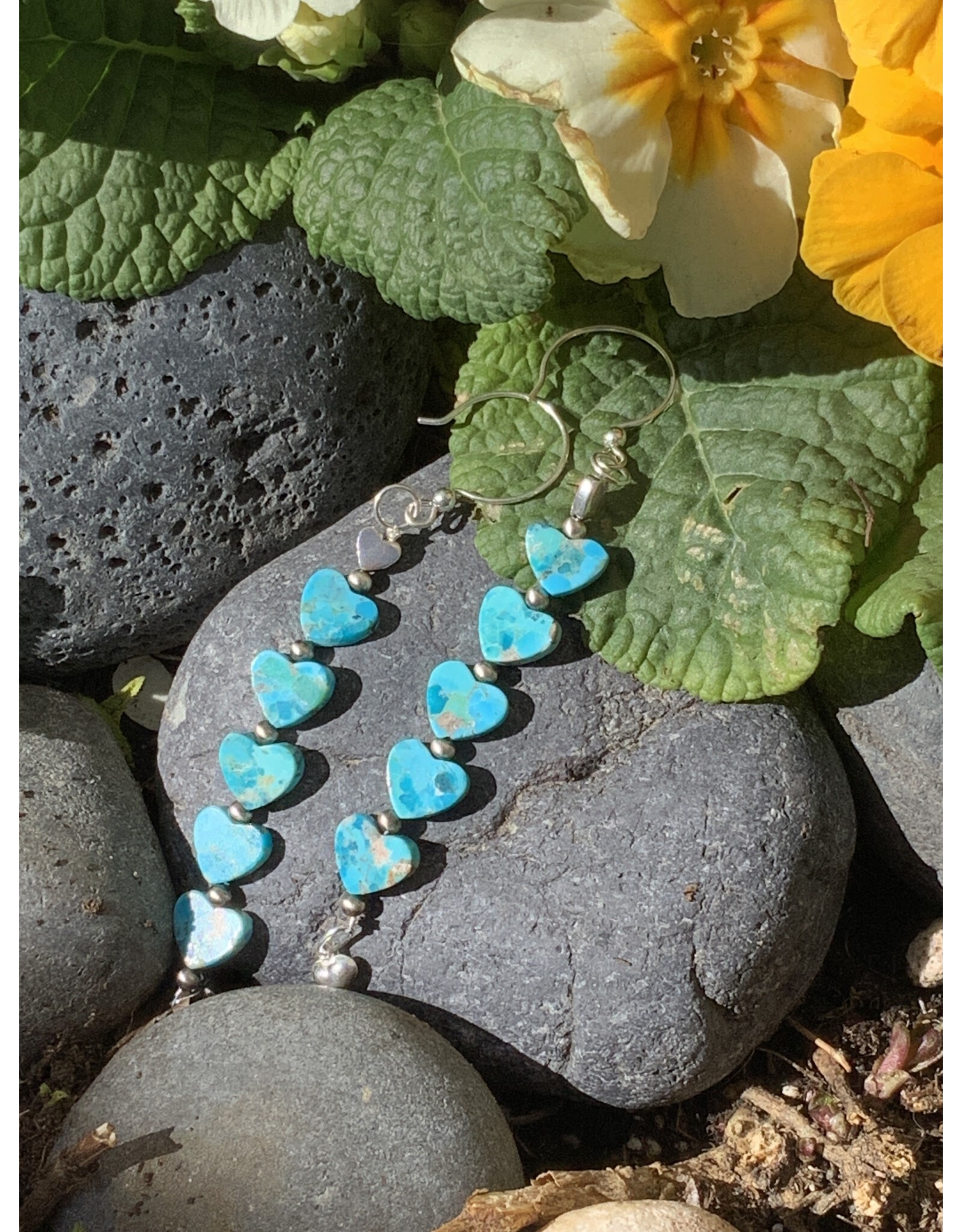 Annette Colby - Jeweler Kingman Turquoise Hearts- SS  Earrings - AC
