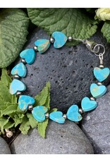 Annette Colby - Jeweler Bracelet Kingman Turquoise Hearts and SS Beads  - AC