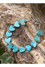 Annette Colby - Jeweler Bracelet Kingman Turquoise Hearts and SS Beads  - AC