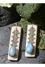 Earrings Kazakhstan Horn Turquoise Silver French Wires - ARG