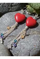 Annette Colby - Jeweler Red Glass Heart Swarovski Star Earrings-AC