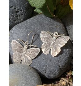 Annette Colby - Jeweler Earrings Sterling Silver Butterfly on Wires - AC