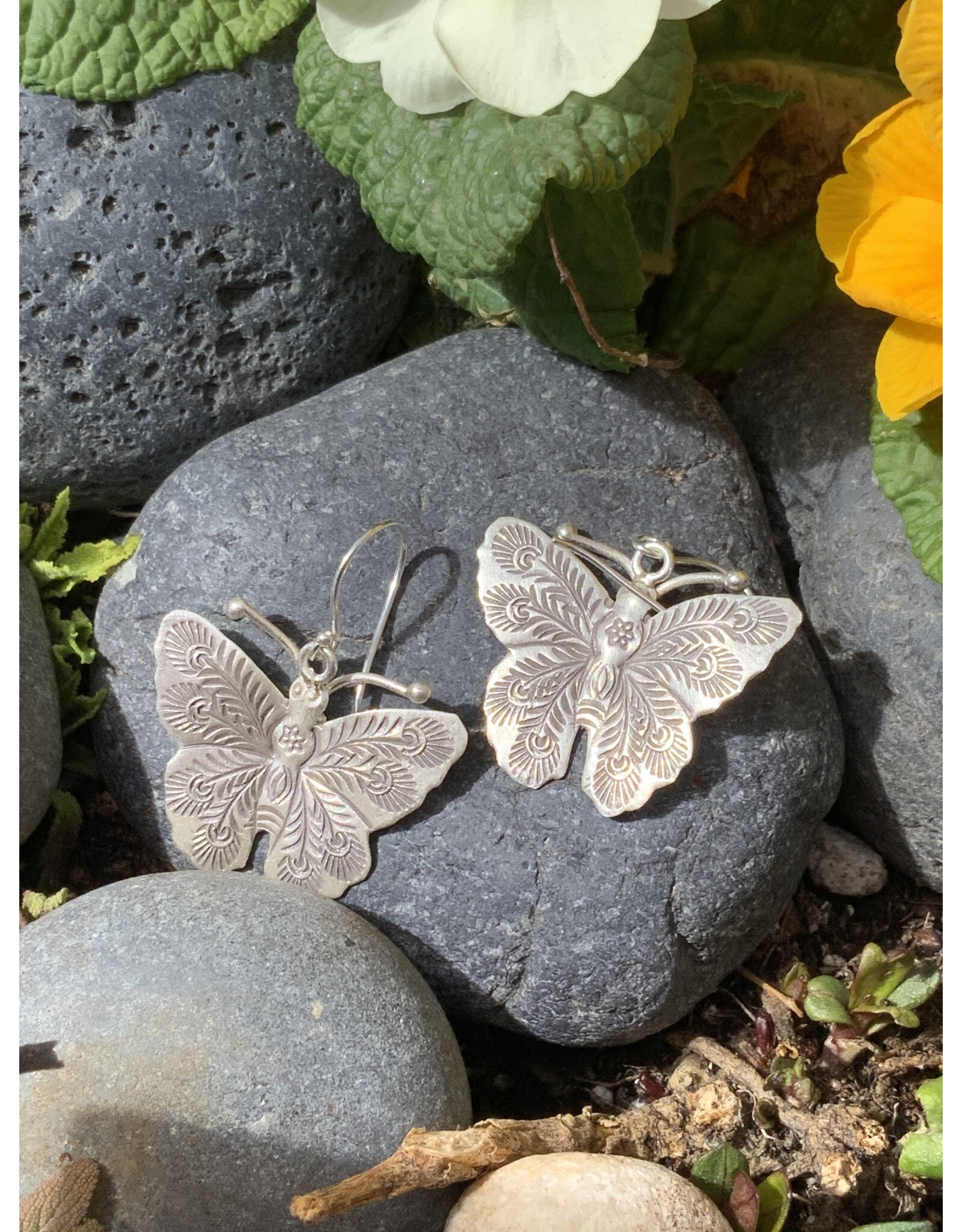 Annette Colby - Jeweler Earrings Sterling Silver Butterfly on Wires - AC