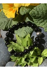 Annette Colby - Jeweler Bracelet Black Onyx 8mm & SS Bead Stretch - AC