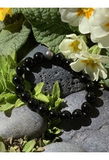 Annette Colby - Jeweler Bracelet Black Onyx 8mm & SS Bead Stretch - AC
