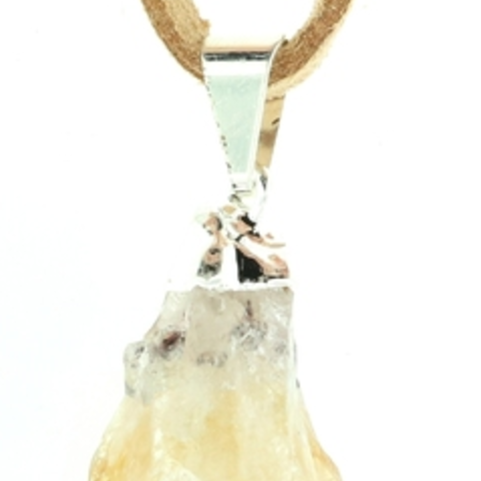 Citrine Natural Point Necklace On Suede Cord