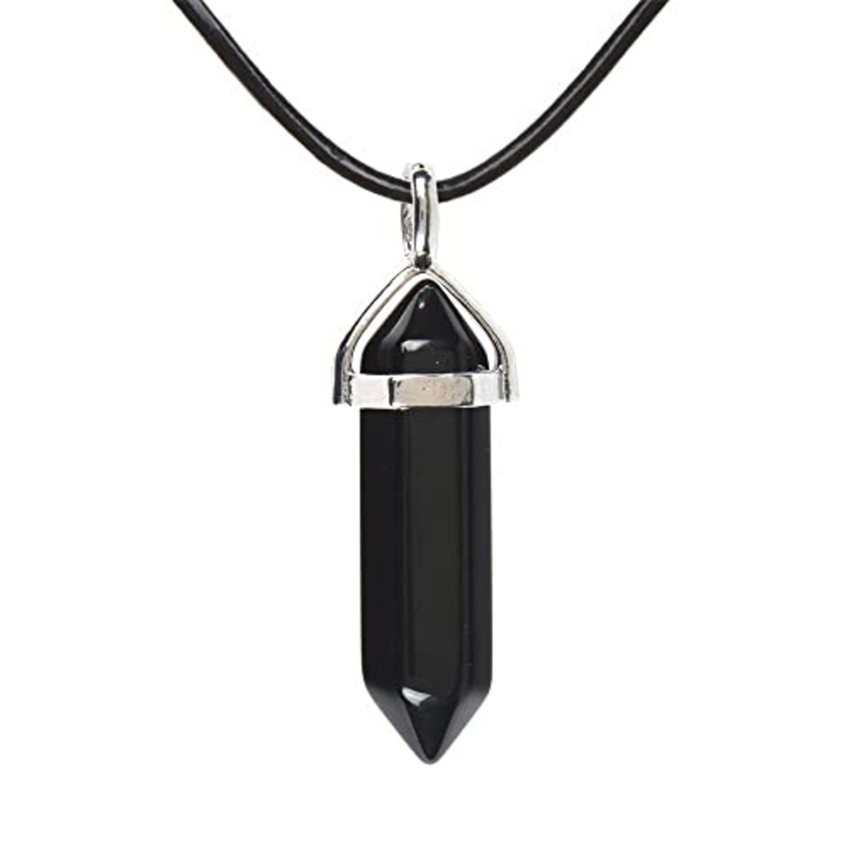 Black Agate Bullet Necklace