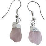 Earrings Crystal Rough Rose Quartz