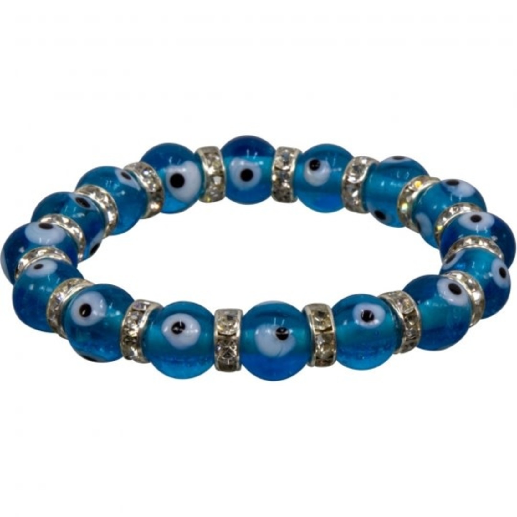 Aqua Evil Eye w/Crystals Bracelet