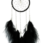 Dream Catcher - Black - with chain and hackle feathers.