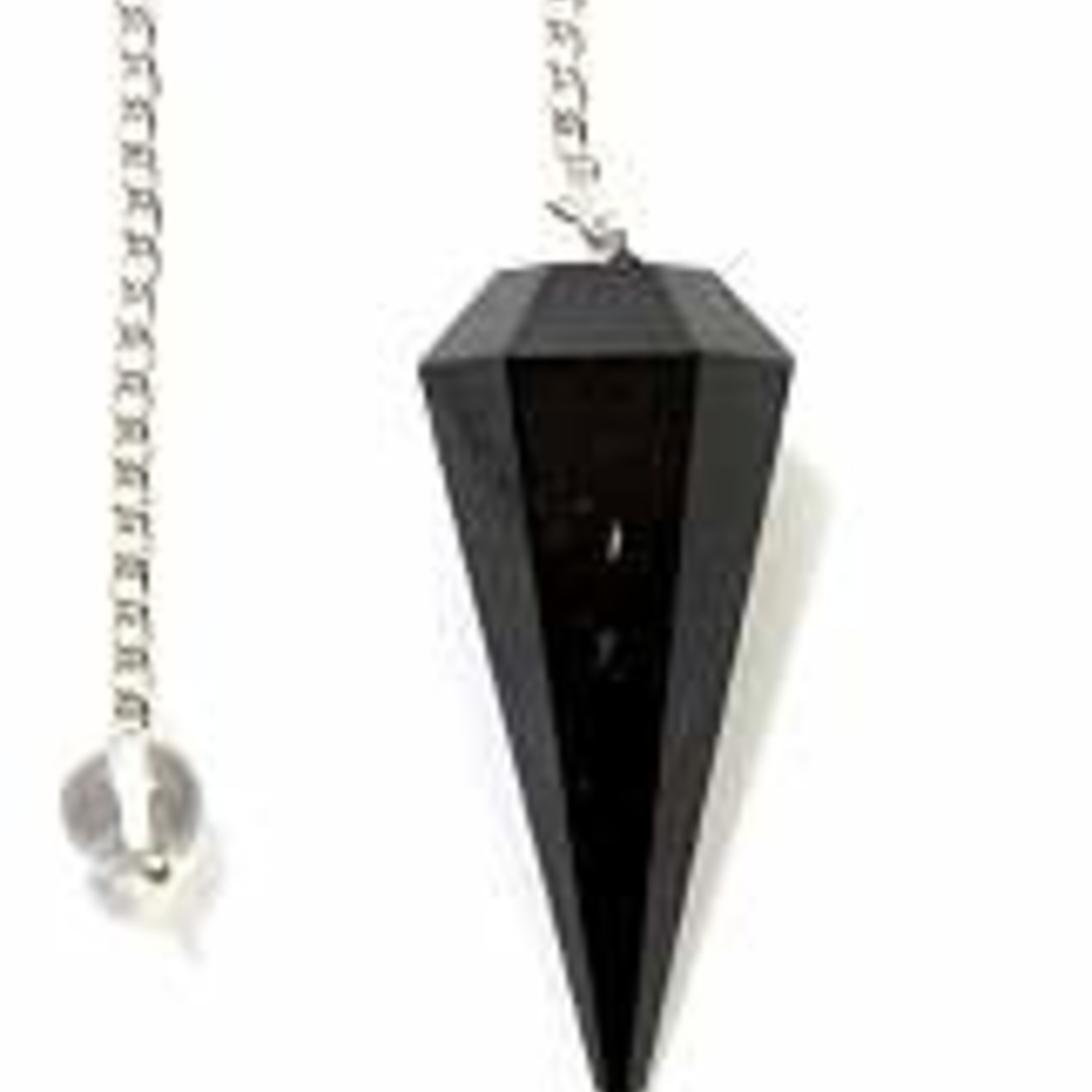 Black Tourmaline Pendulum w/ Clear Quartz Ball