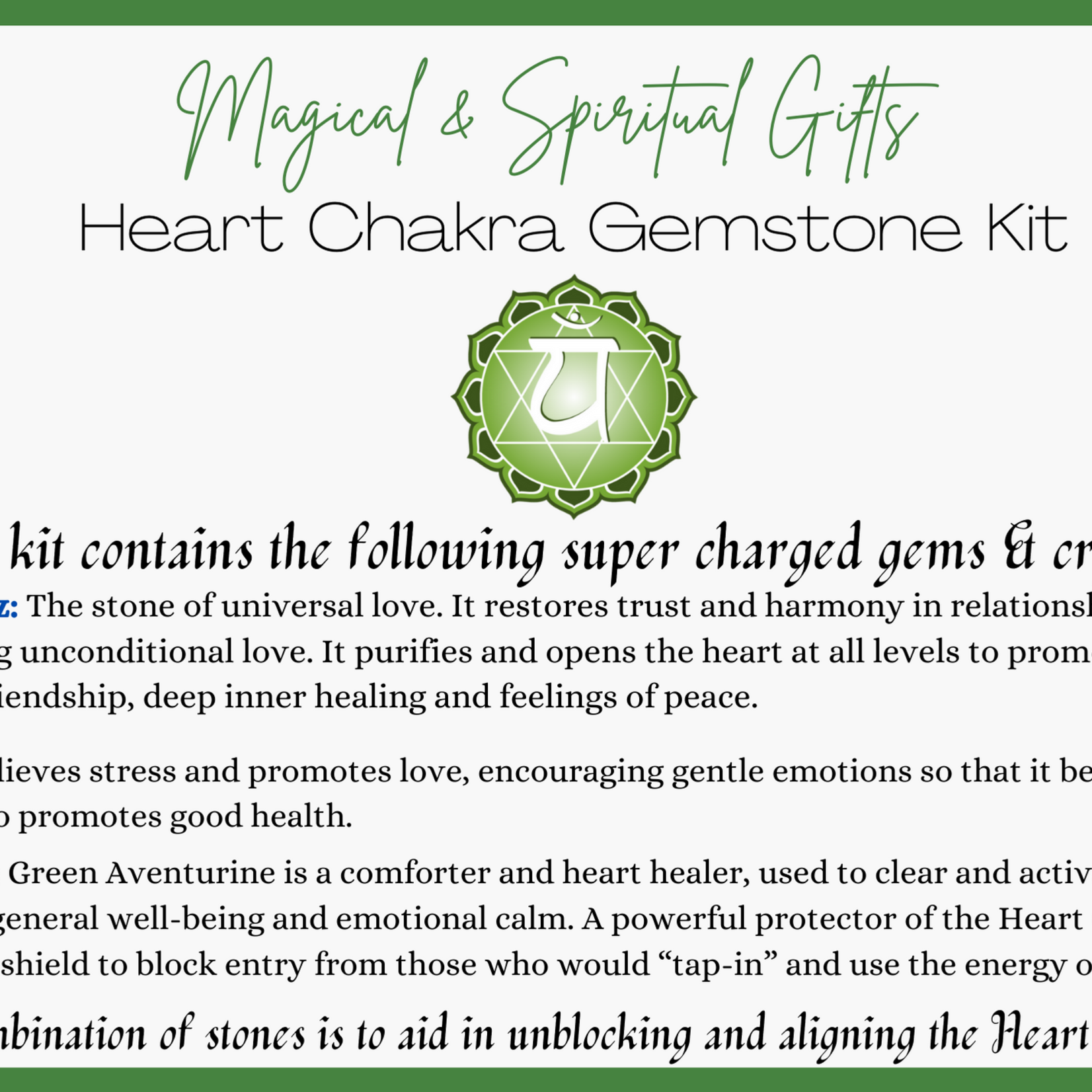 Heart Chakra Crystal Healing Kit