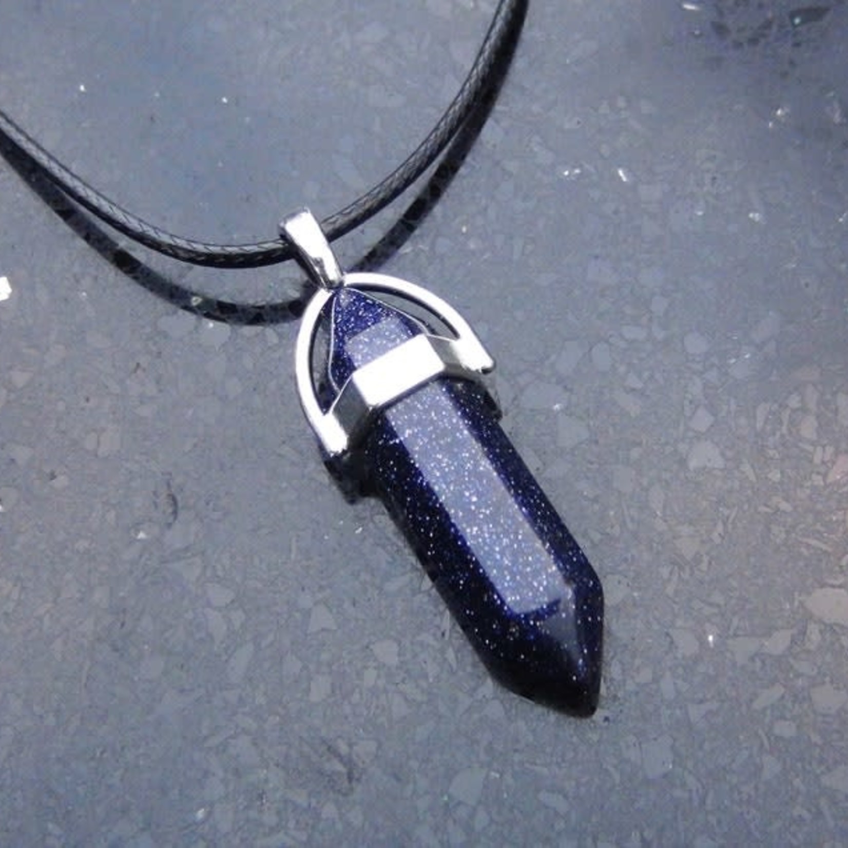 Blue Goldstone Bullet Necklace