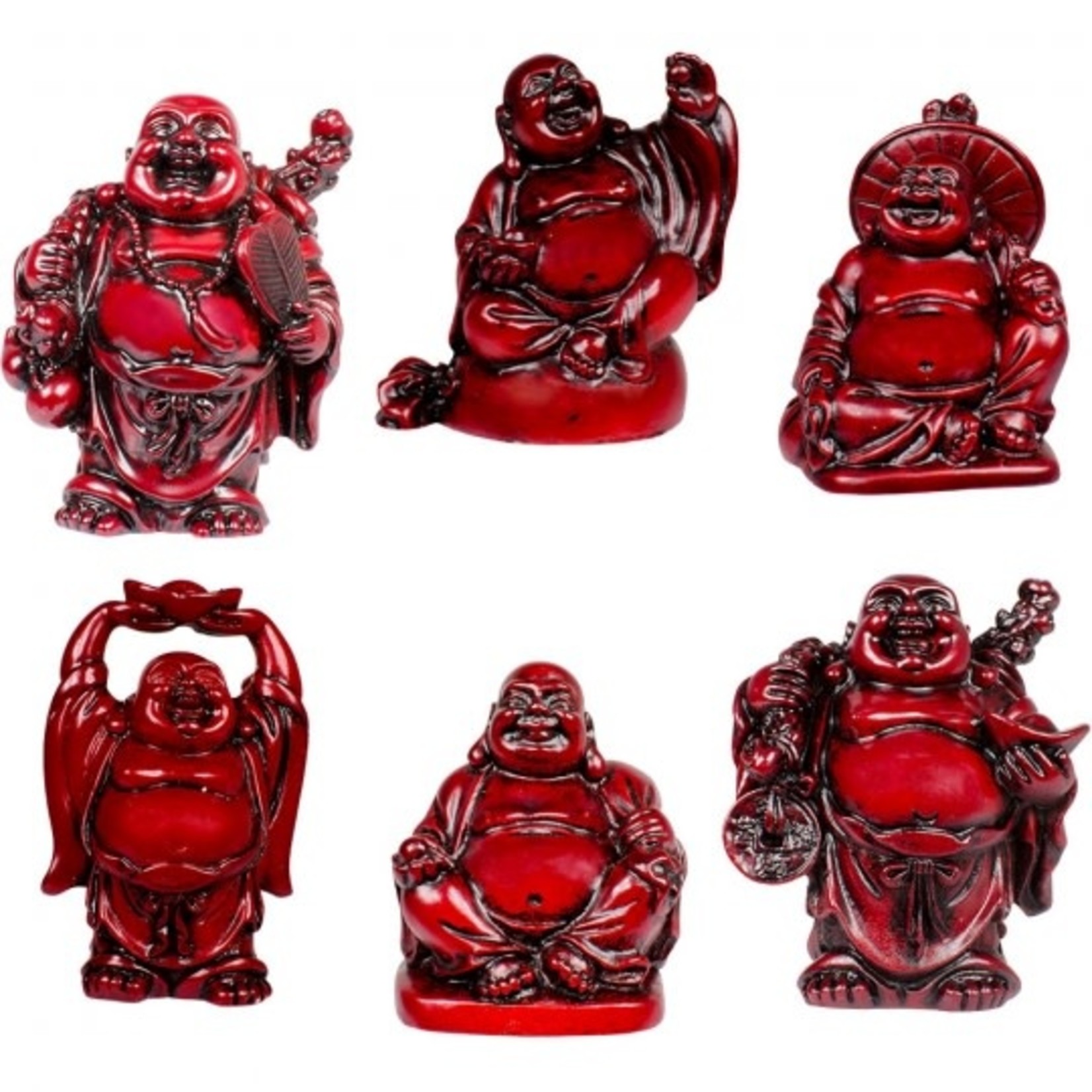 Mini Resin Happy Buddha Red