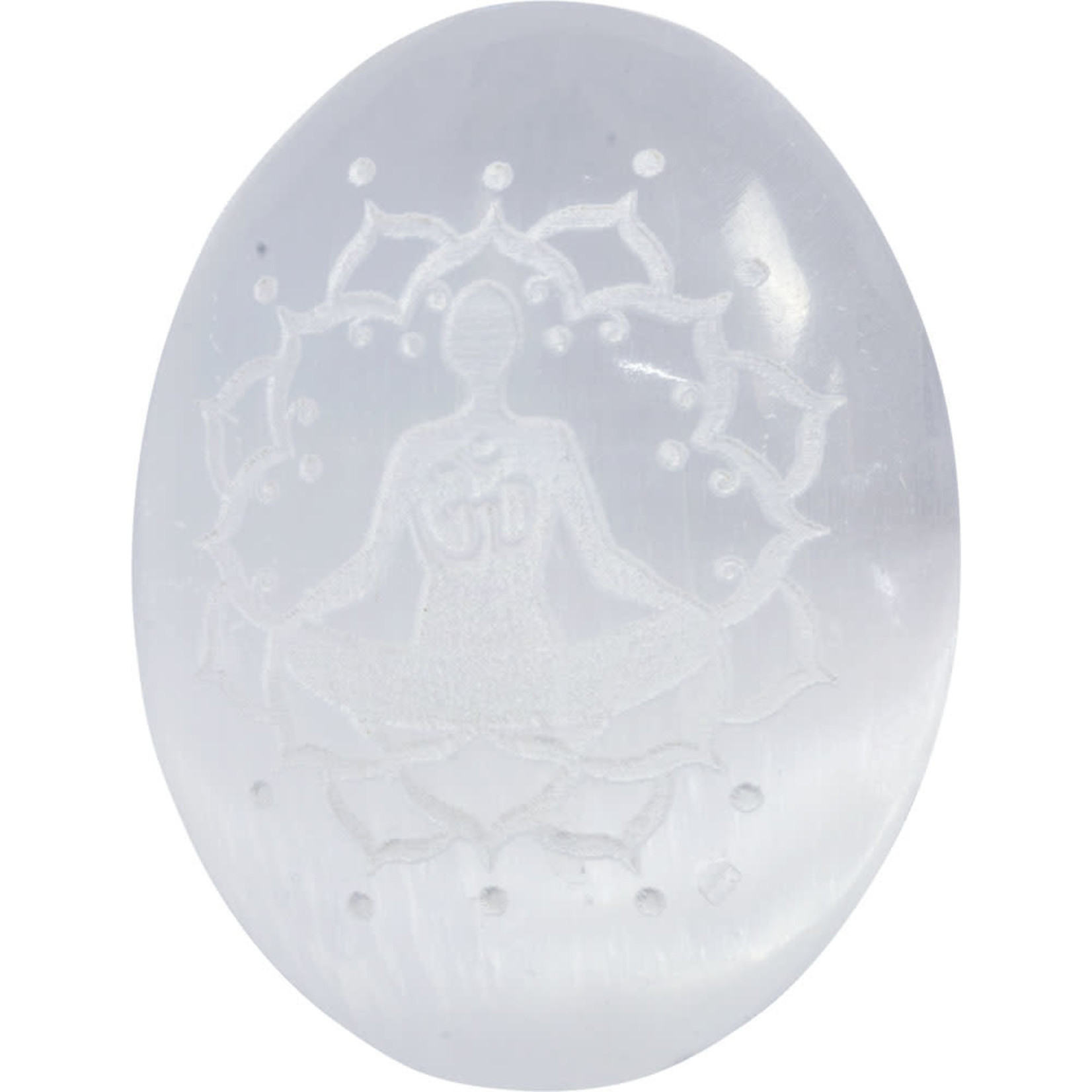 Selenite Etched Palm Stone (Meditation)