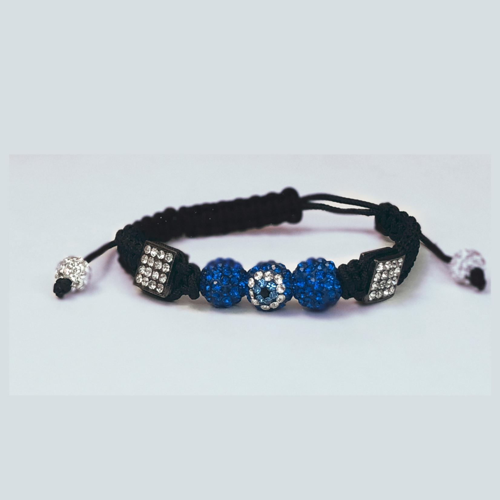 Blue Evil Eye Shambala Adjustable  Bracelet