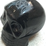 Carved Black Onyx Triple Moon Skull