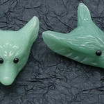 Green Aventurine  Wolf Head Carving Pendant