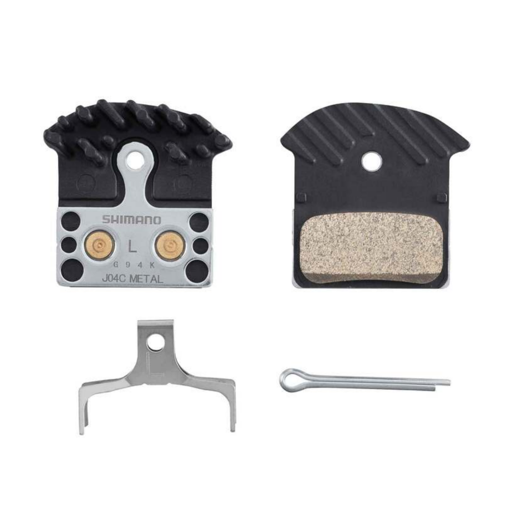 Shimano J04C METAL PAD W/FIN, W/SPRING, W/SPLIT PIN, 1 PAIR