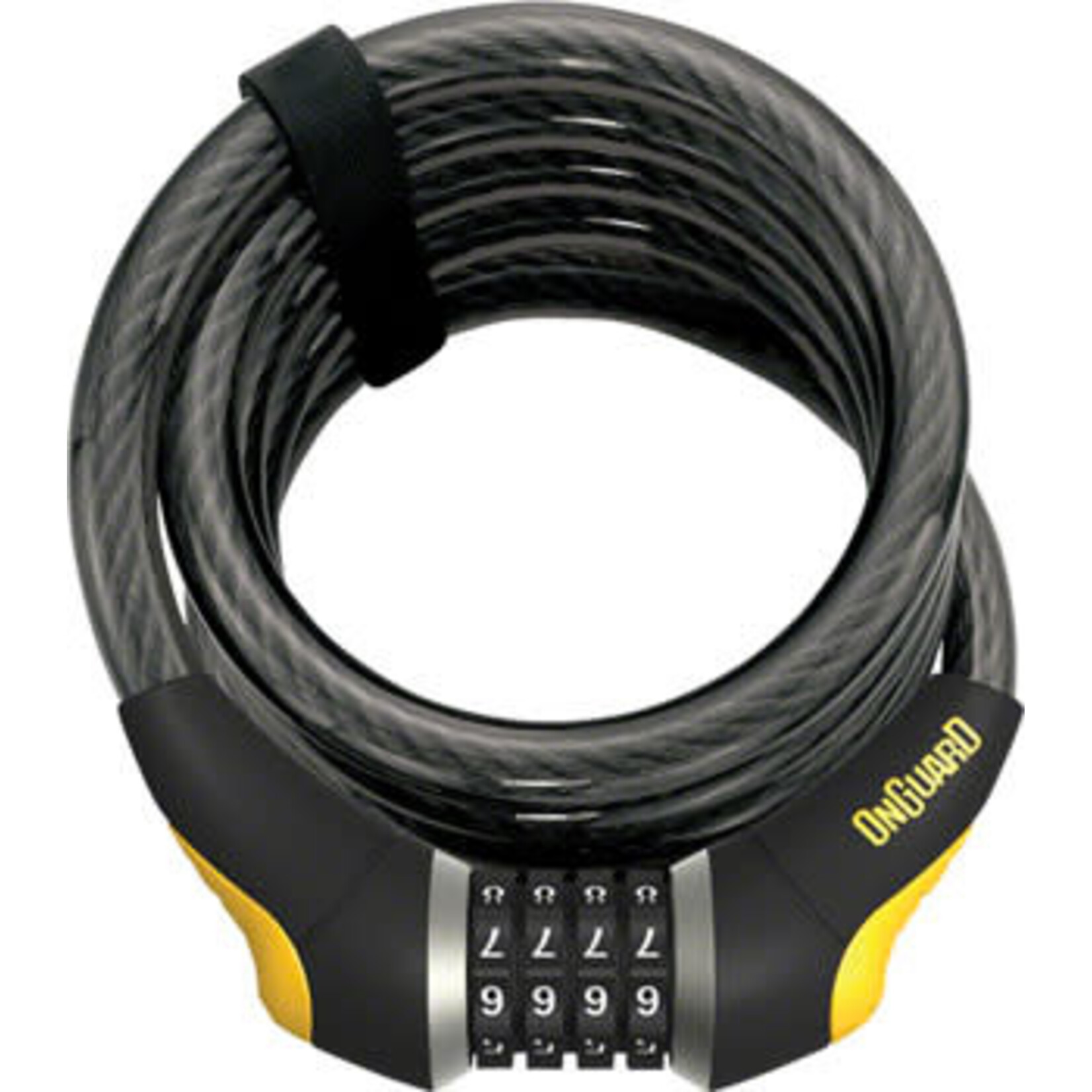 ONGUARD OnGuard Doberman Combo Cable Lock: 6' x 15mm, Gray/Black/Yellow