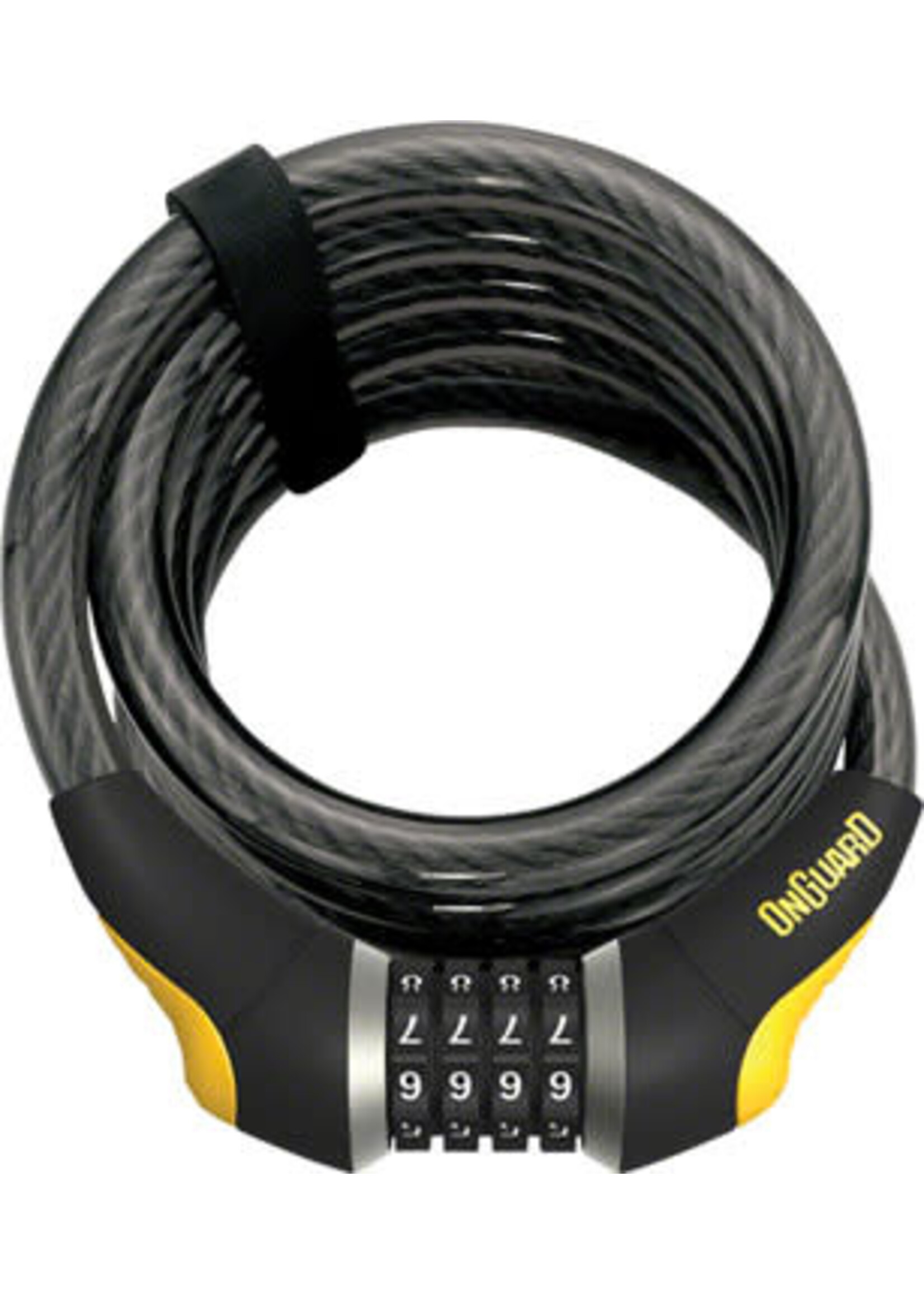 ONGUARD OnGuard Doberman Combo Cable Lock: 6' x 15mm, Gray/Black/Yellow