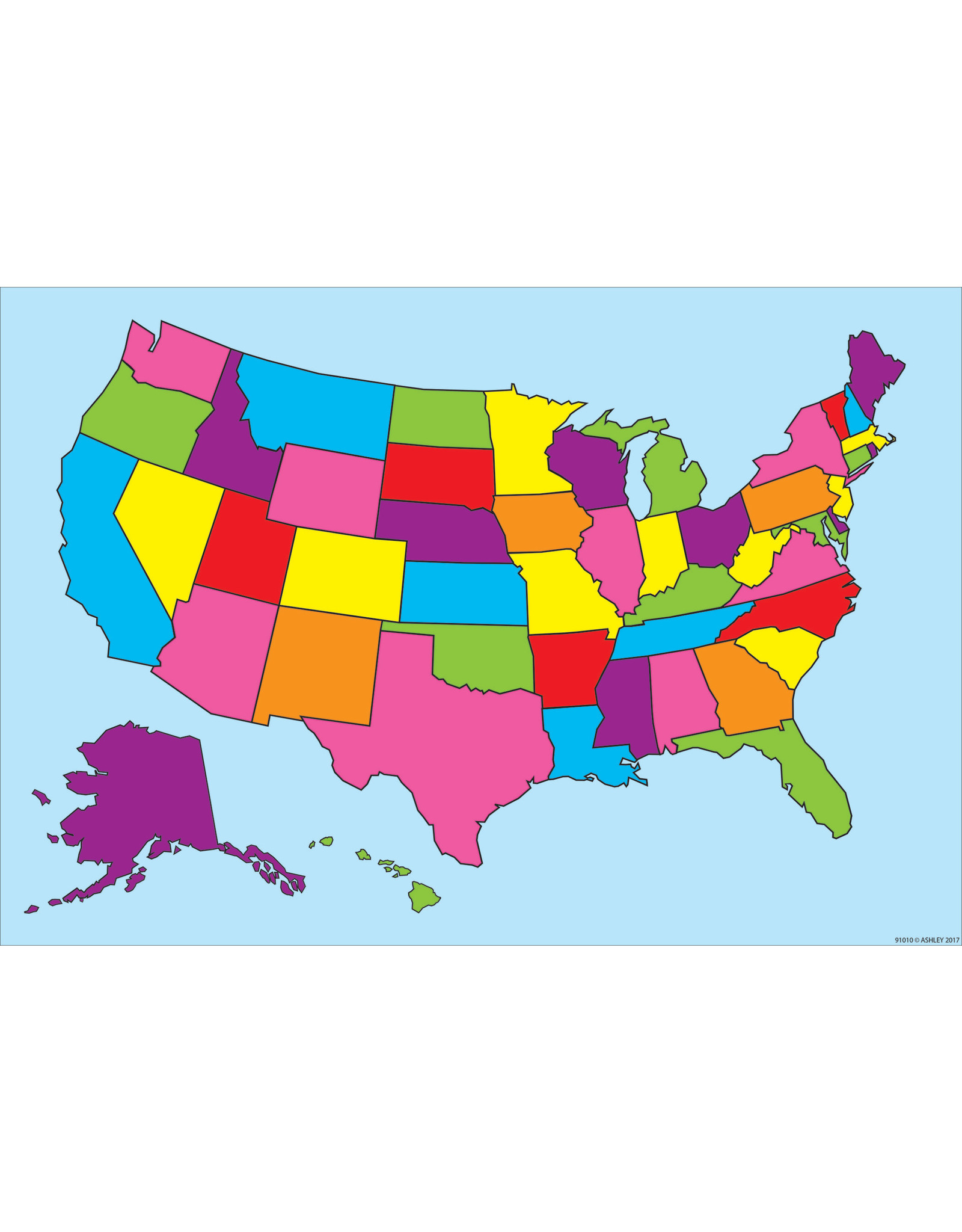 POLY US MAP CHART DRY-ERASE