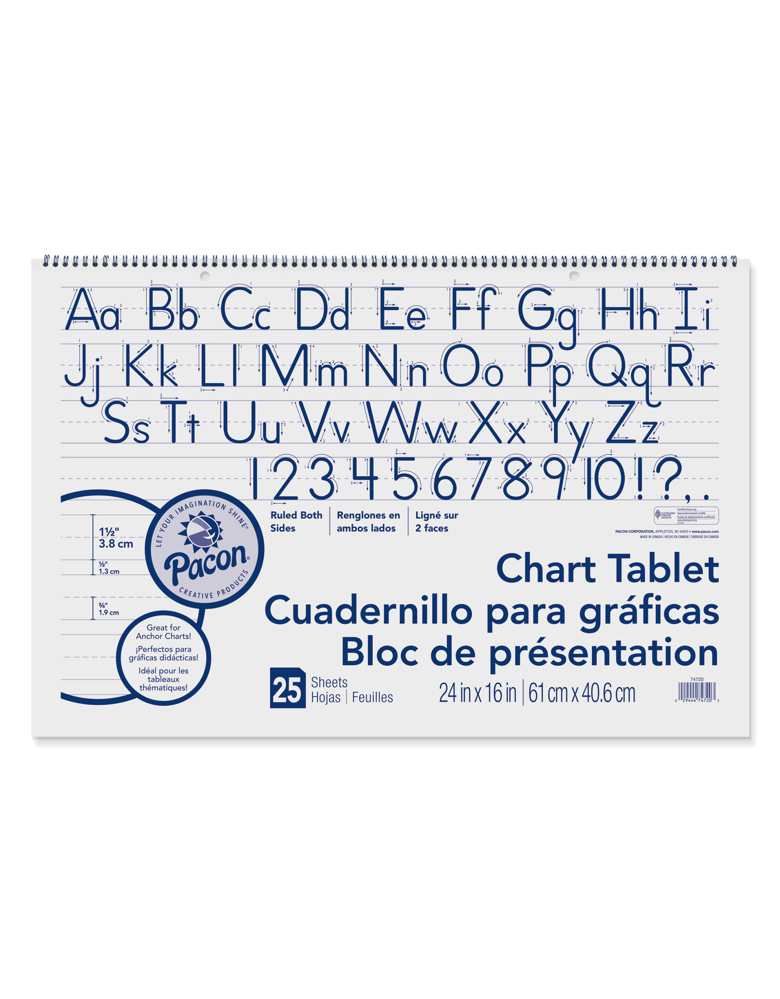 CHART TABLET - 1½" RULED 24x16" - 25 SHEETS