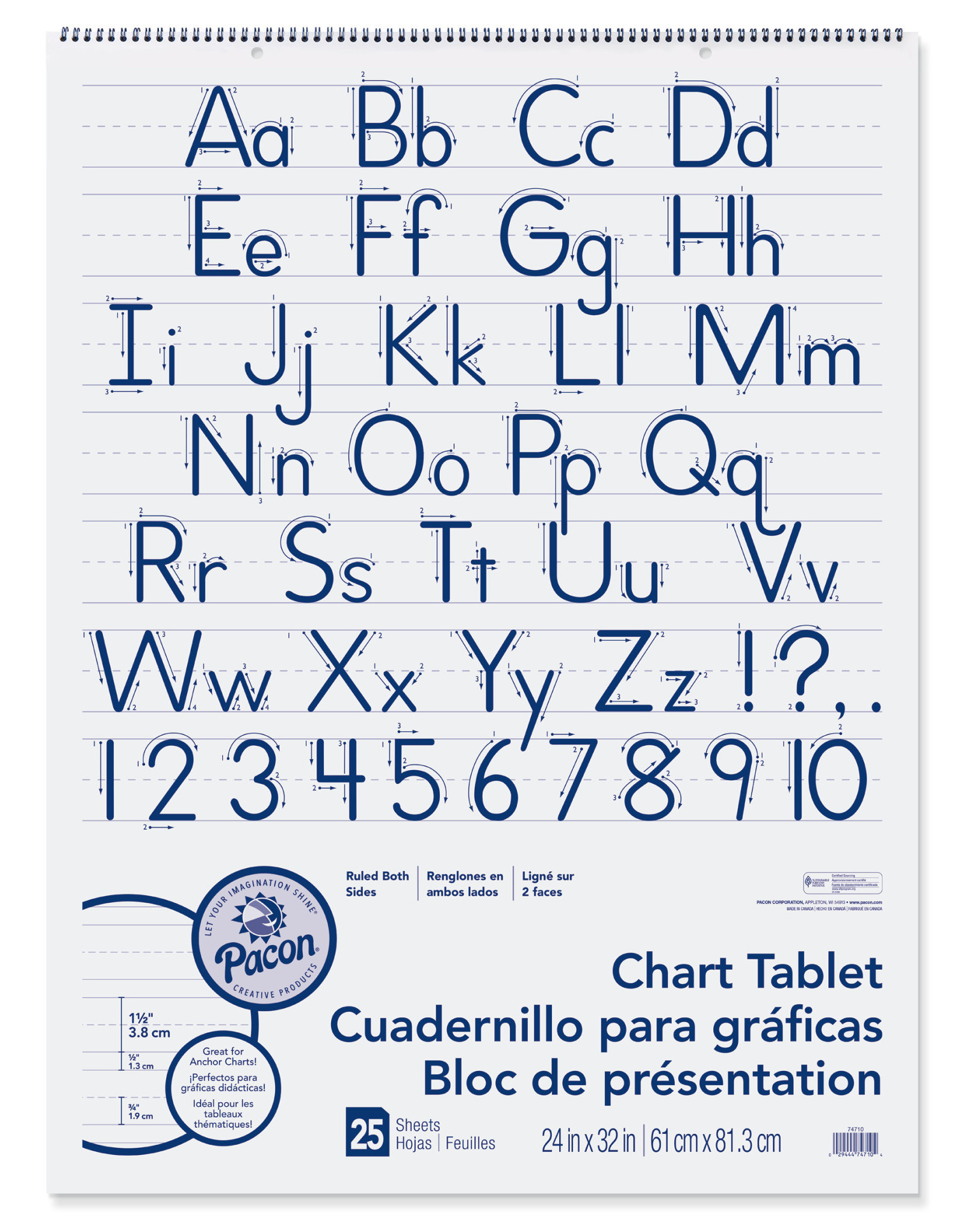 CHART TABLET - 1½" RULED 24x32 - 25 Sheets
