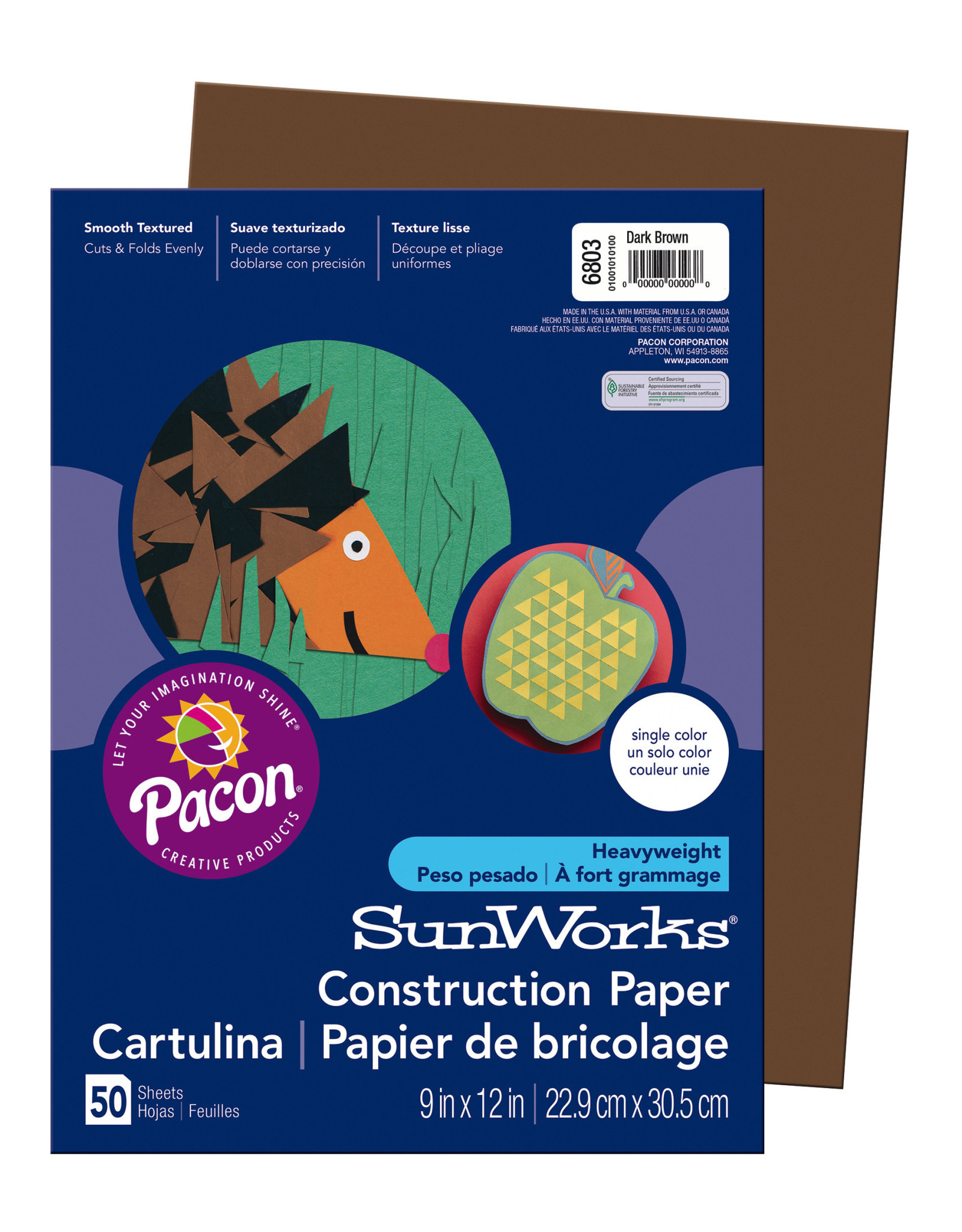 HEAVYWEIGHT CONSTRUCTION PAPER : DARK BROWN - 9x12 - 50 PC