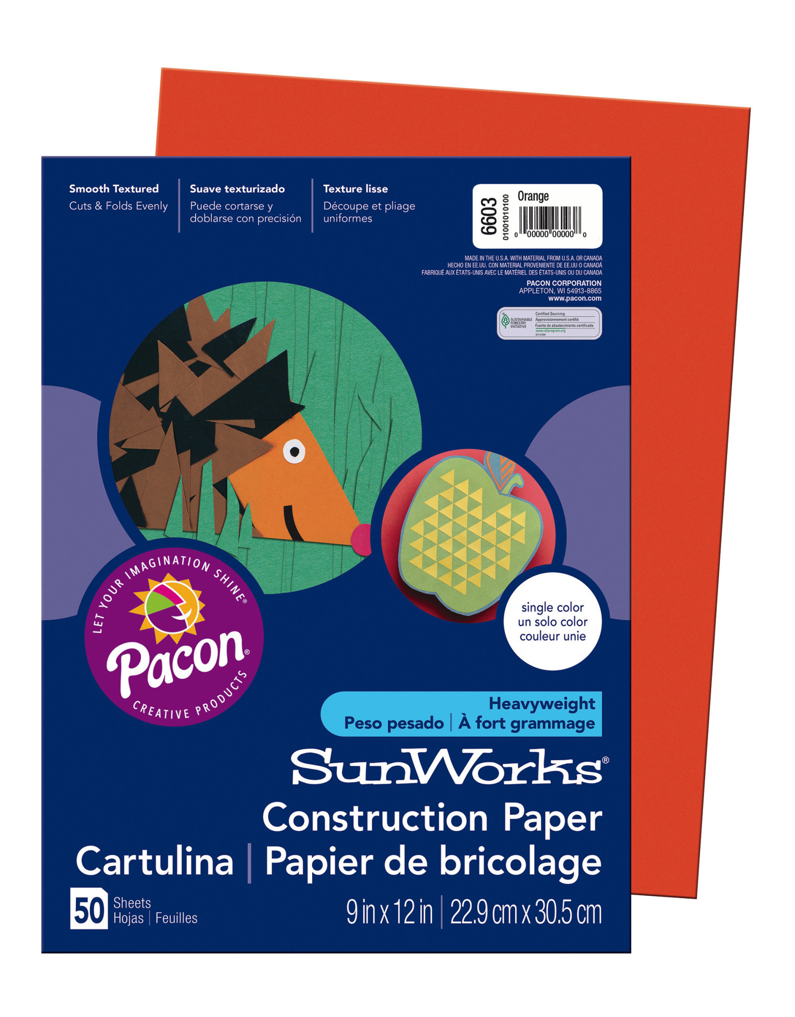 HEAVYWEIGHT CONSTRUCTION PAPER : ORANGE - 9x12 - 50 PC