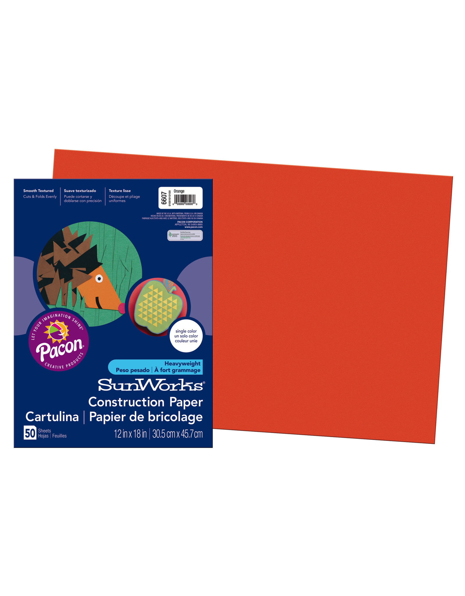 HEAVYWEIGHT CONSTRUCTION PAPER : ORANGE- 12x18 - 50 PC