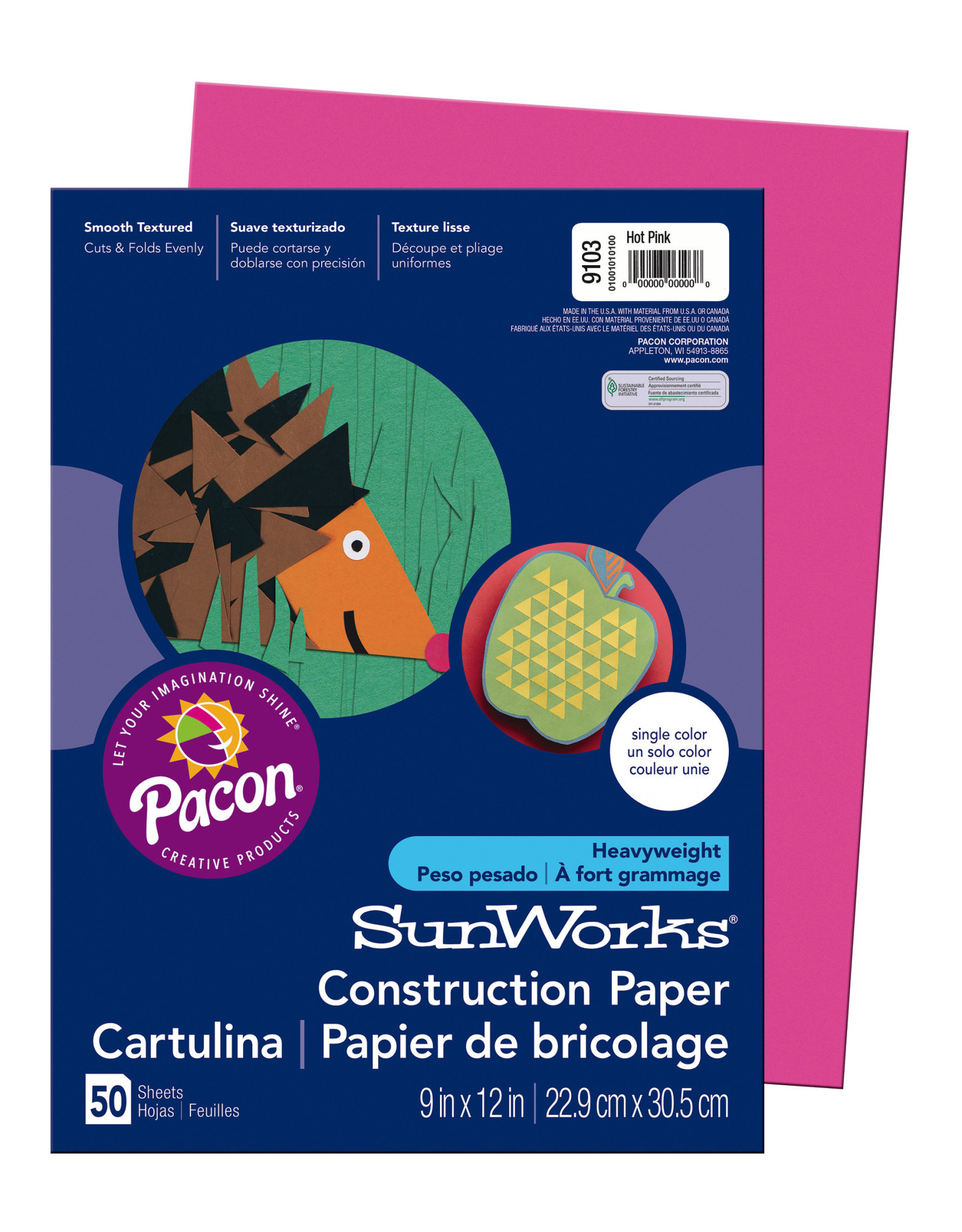 HEAVYWEIGHT CONSTRUCTION PAPER : HOT PINK - 9x12 - 50 PC