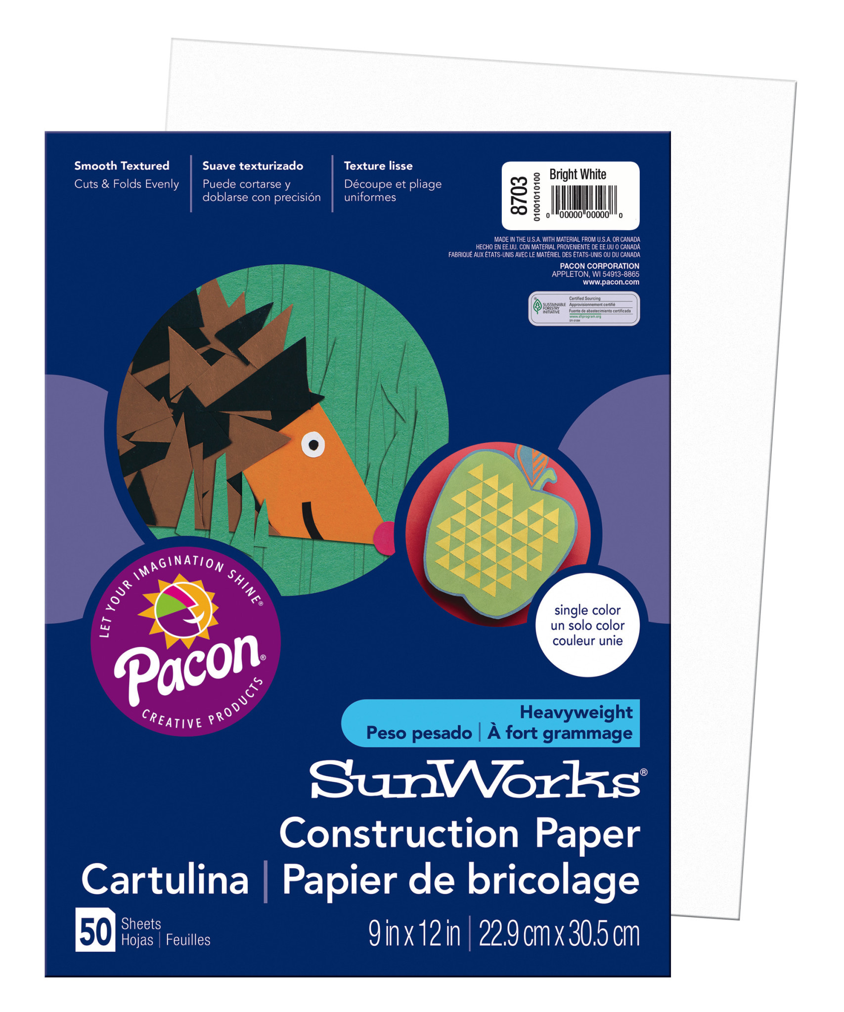 HEAVYWEIGHT CONSTRUCTION PAPER : BRIGHT WHITE - 9x12 - 50 PC