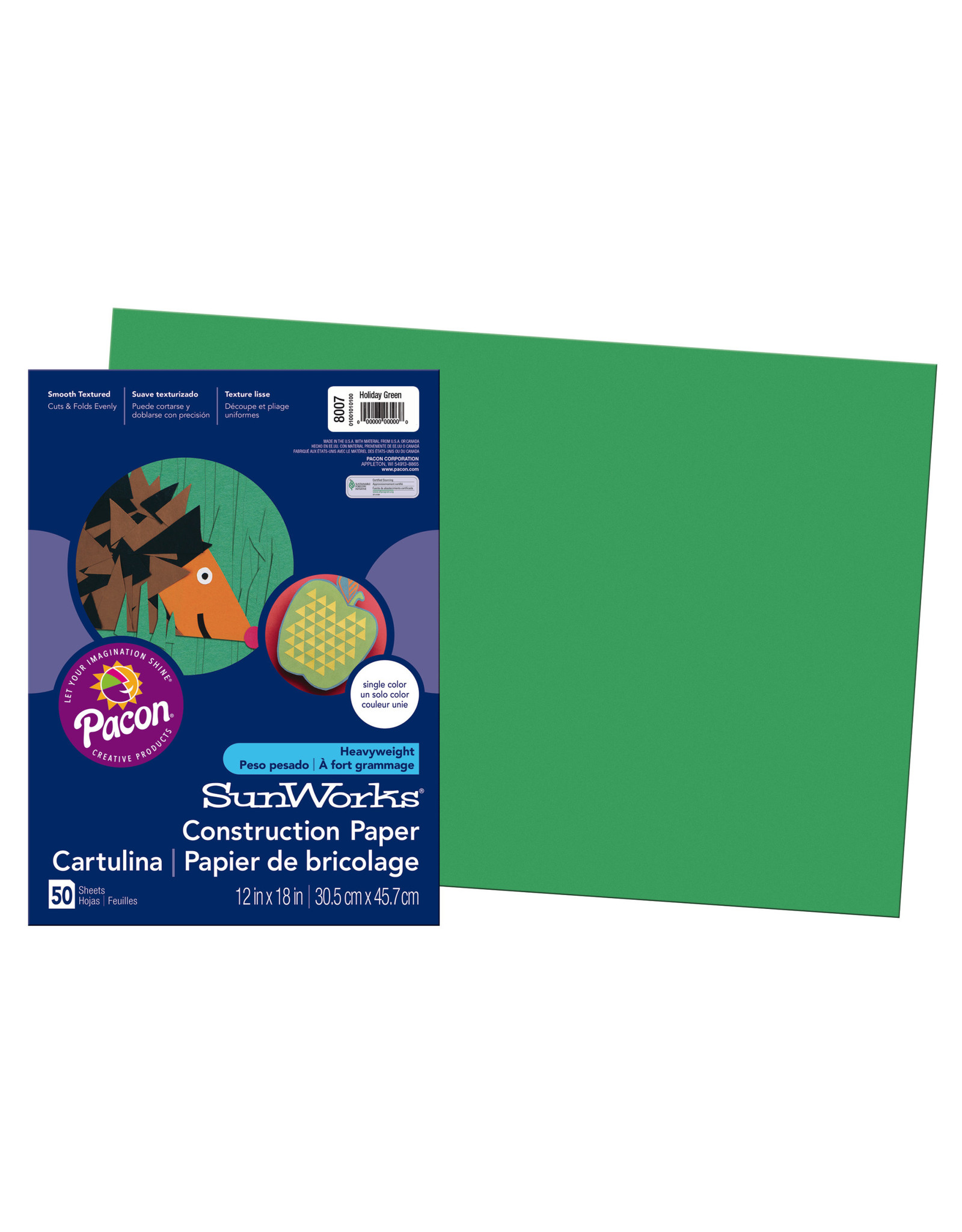 HEAVYWEIGHT CONSTRUCTION PAPER : HOLIDAY GREEN - 12x18 - 50 PC