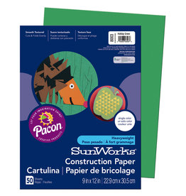 HEAVYWEIGHT CONSTRUCTION PAPER : HOLIDAY GREEN - 9x12 - 50 PC