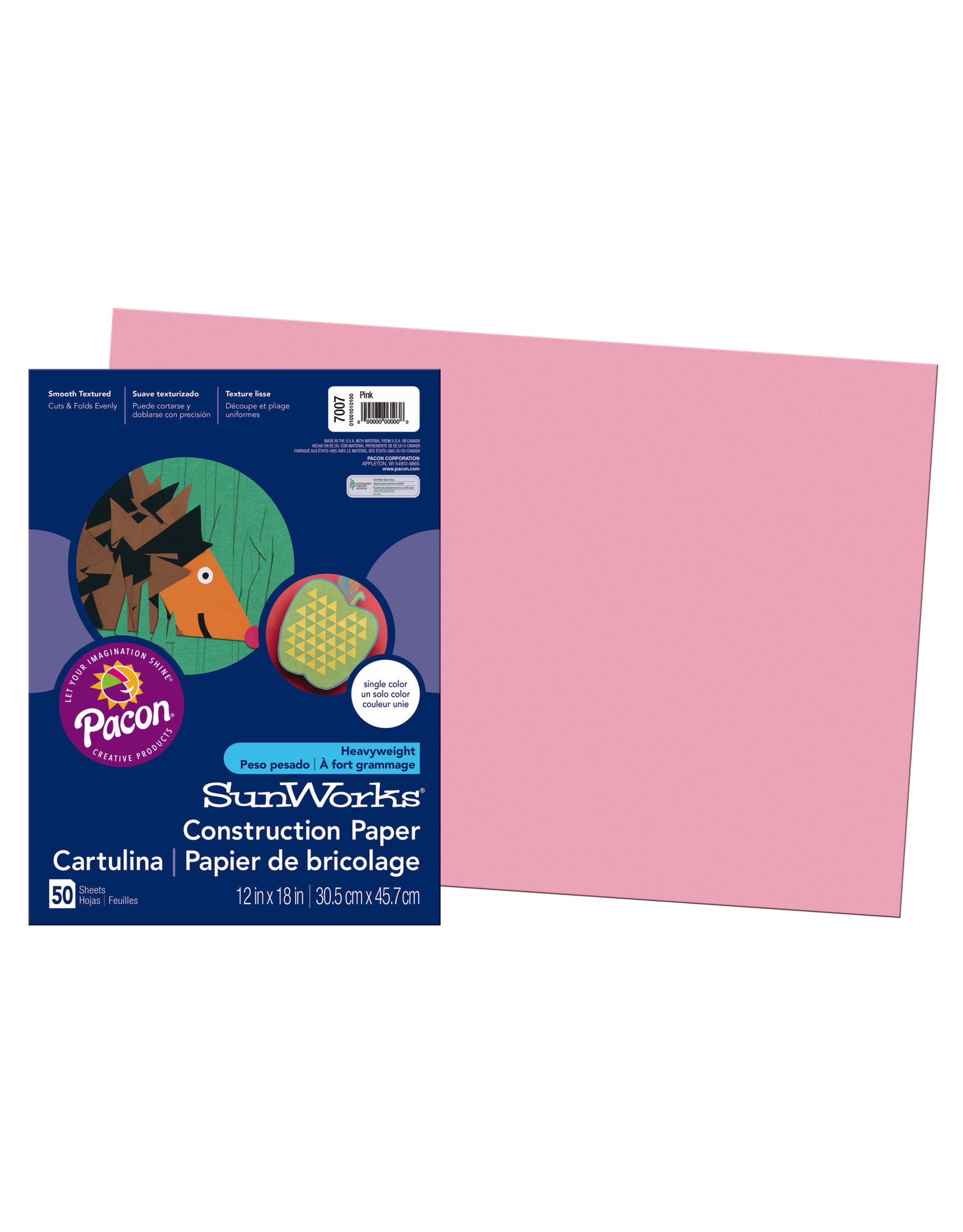 HEAVYWEIGHT CONSTRUCTION PAPER : PINK - 12x18 - 50 PC