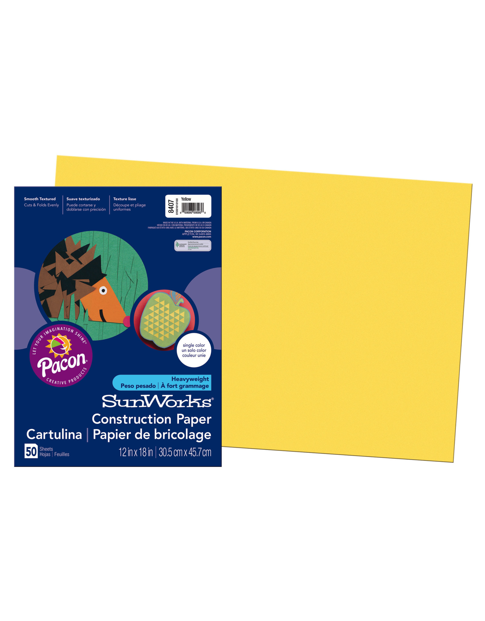 HEAVYWEIGHT CONSTRUCTION PAPER : YELLOW - 12x18 - 50 PC - Creative Kids