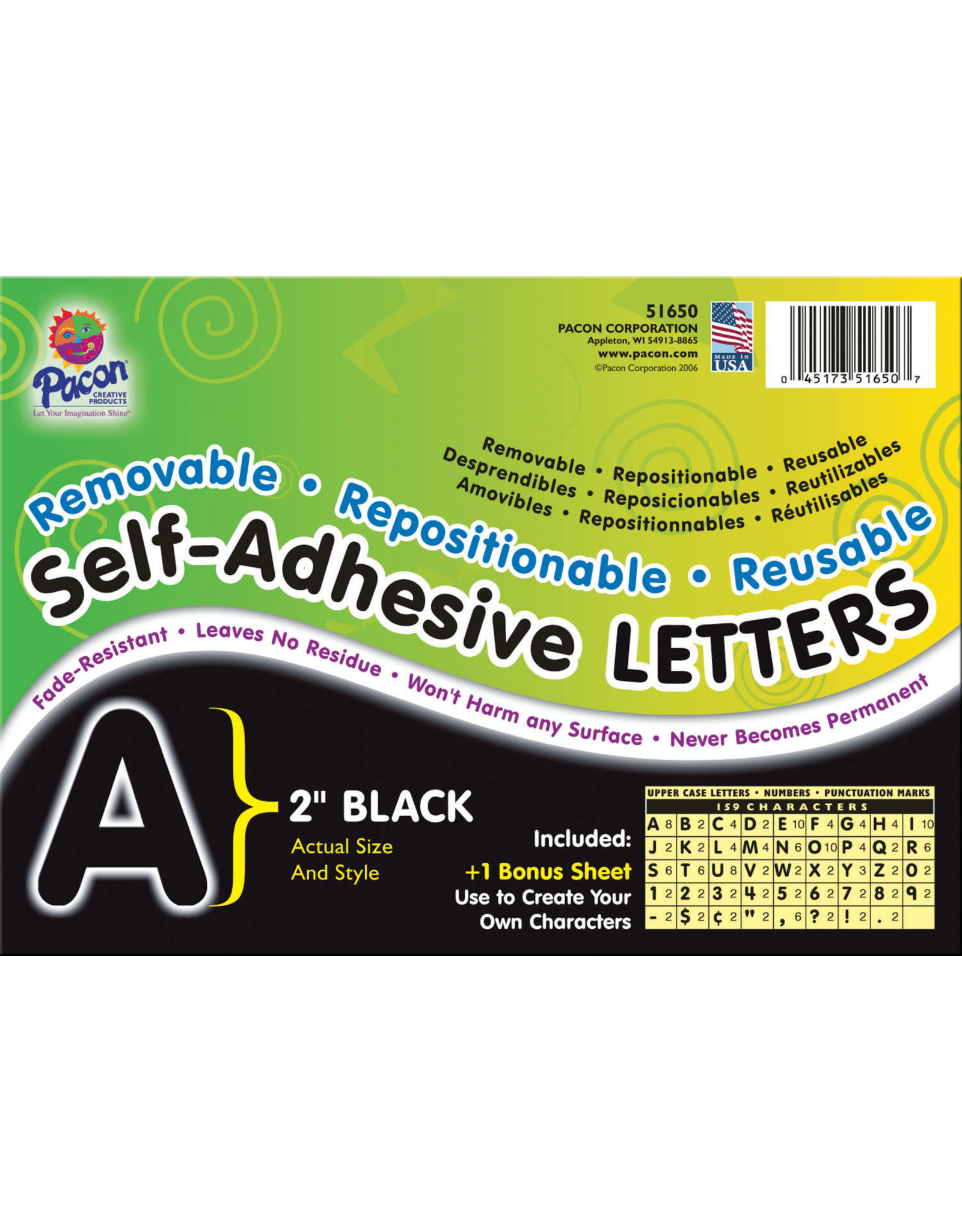 REPOSITIONALE LETTERS - 2" BLACK