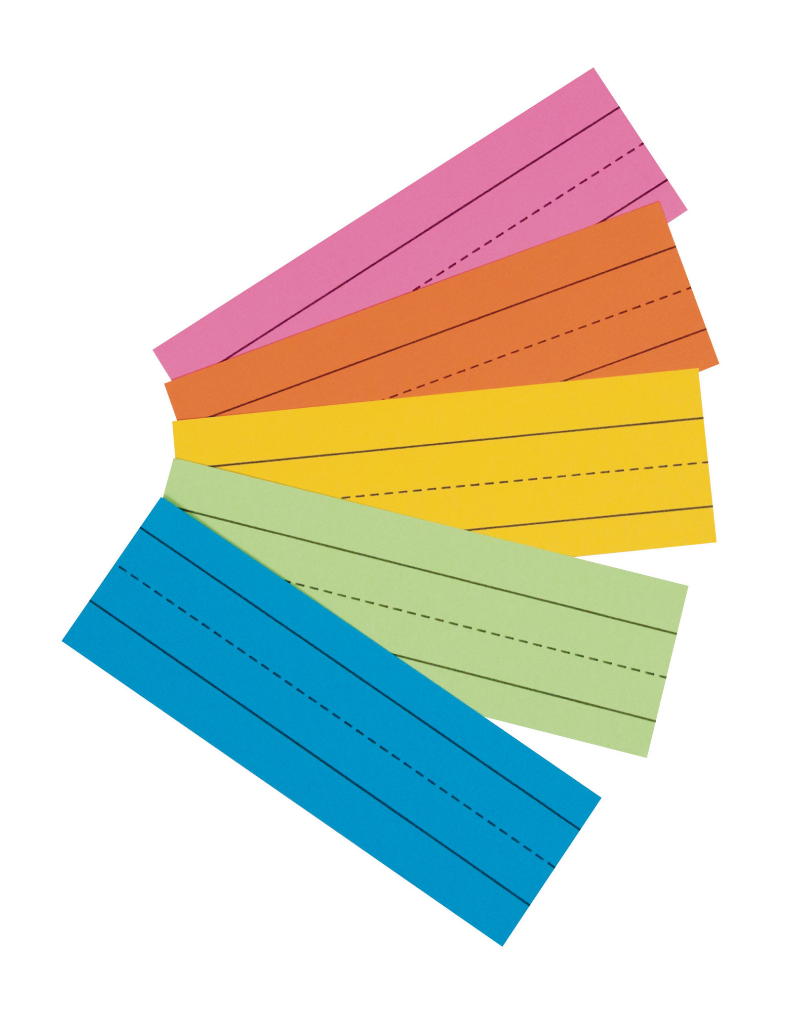 BLANK FLASH CARDS: RULED ASSORTED BRIGHT COLORS  3"X9" 100 PACK