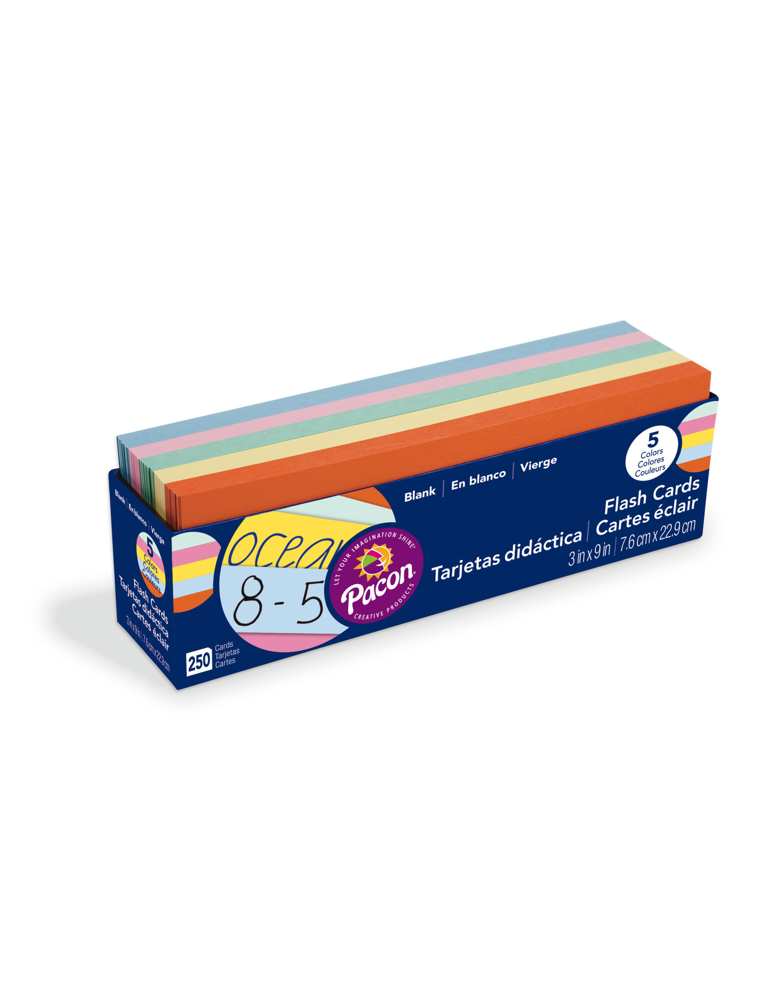 BLANK FLASH CARDS: ASSORTED COLORS 3"x9" 250 PACK