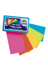 INDEX CARDS : SUPER BRIGHT COLORS BLANK 3"x5" - 100 PACK