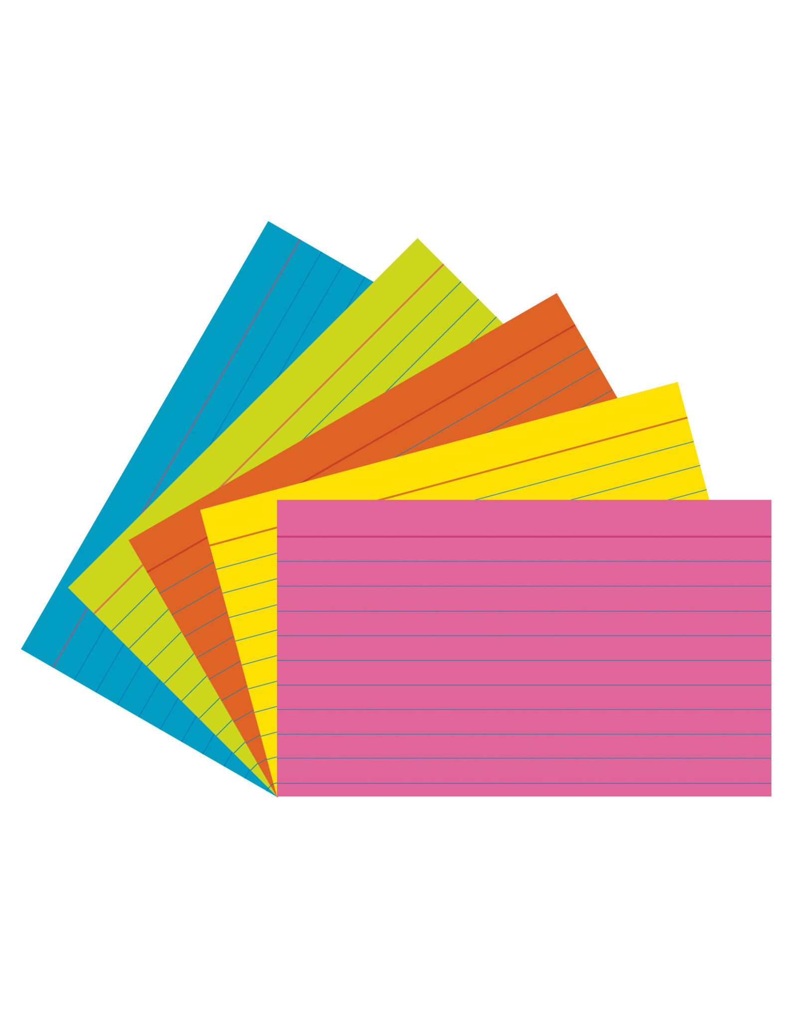 INDEX CARDS :  SUPER BRIGHT COLORS RULED  3"x5" - 75 PACK