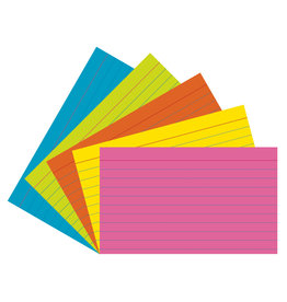 INDEX CARDS :  SUPER BRIGHT COLORS RULED  3"x5" - 75 PACK